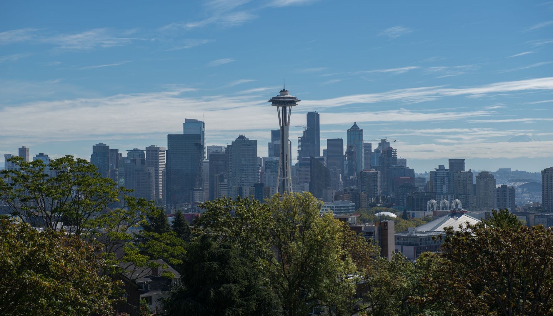 The Seattle skyline and Space Needle seen from the north